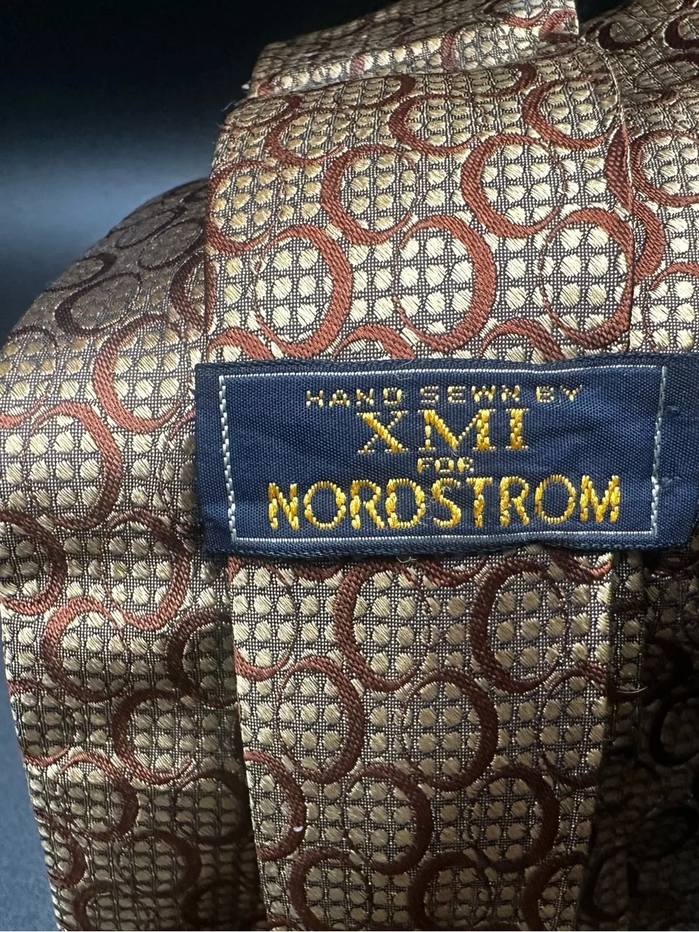 XVMT for Nordstrom — Burgundy & Cream Quatrefoil Knit Silk Tie, Hand Sewn